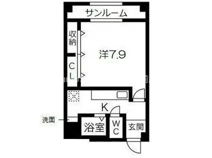 公楽ビル(1K/3階)の間取り写真