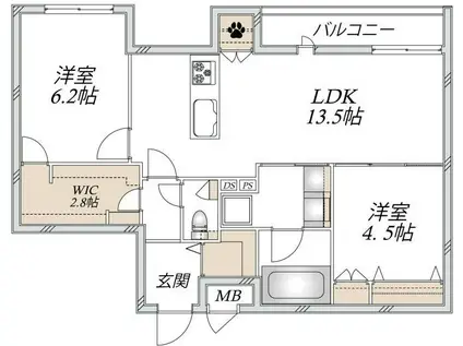 豊玉中2丁目メゾン(2LDK/2階)の間取り写真