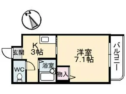 インカム21(1K/1階)の間取り写真