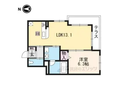 西ノ京メルフォーレ(1LDK/1階)の間取り写真