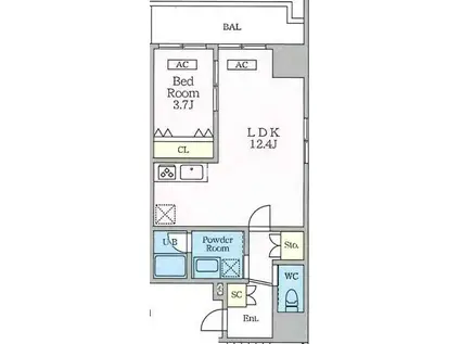 シャントロワ曙橋(1LDK/6階)の間取り写真