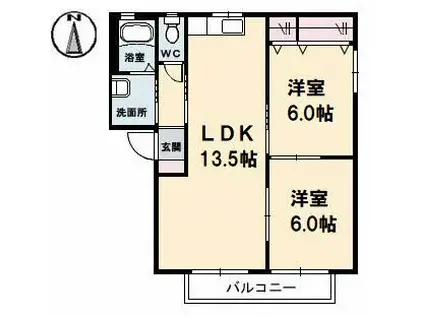 エスティー新福(2LDK/2階)の間取り写真