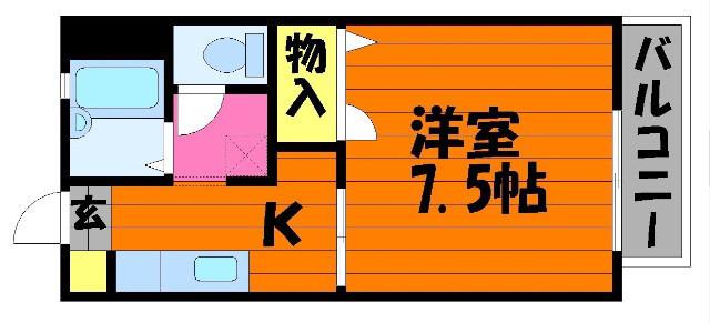 レジデンス稲荷(1K/1階)の間取り写真