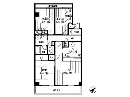 グランドール鷺沼(3LDK/2階)の間取り写真