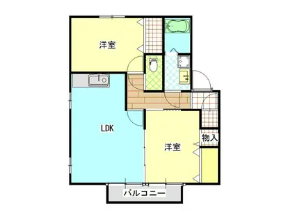 アドラブールフカヤツ B棟(2LDK/1階)の間取り写真