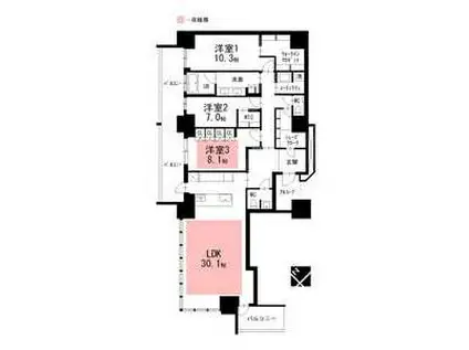 グランドメゾンTHE池下ガーデンタワー(3SLDK/39階)の間取り写真