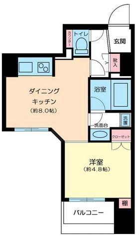 アプレシティ日本橋小伝馬町(1DK/2階)の間取り写真