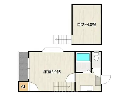 DWELL高取II(1K/2階)の間取り写真