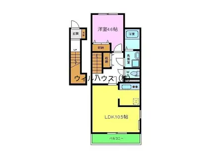 ROOF PALACE(1K/2階)の間取り写真