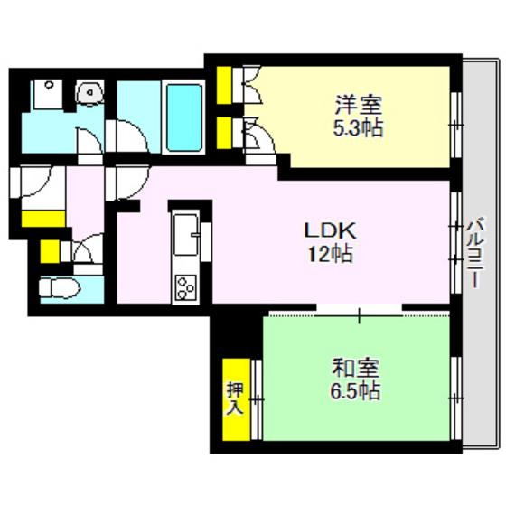 高崎タワー21 1203号(2LDK/12階)の間取り写真