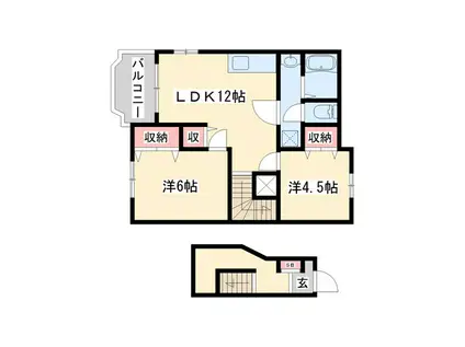 サンライトカーサI(2LDK/2階)の間取り写真