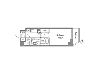 ルネサンスコート押上(1K/5階)の間取り写真