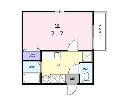 ベルグランデ和多田(1K/1階)の間取り写真