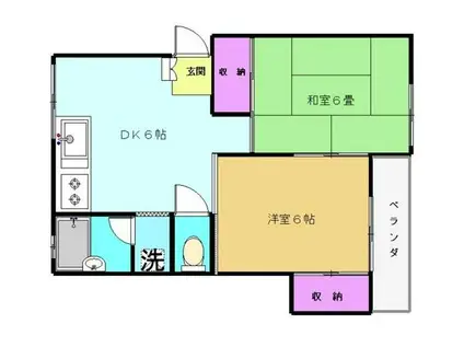 ハイライズ平野(2DK/2階)の間取り写真