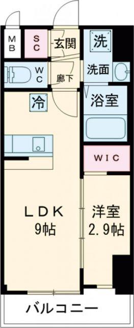 スワンズシティ神戸湊川II(1LDK/12階)の間取り写真