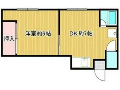 銭辰ビル(1DK/3階)の間取り写真