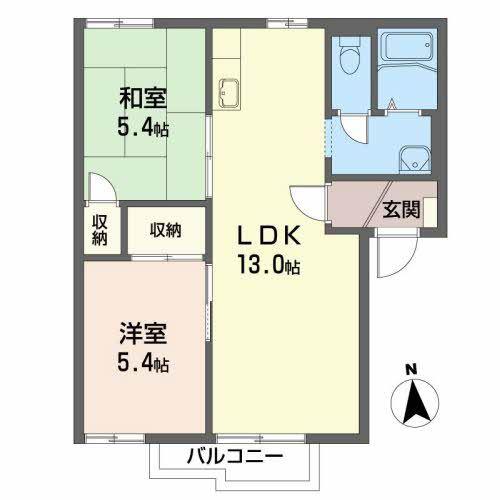 SQUARE VIE F(2LDK/2階)の間取り写真