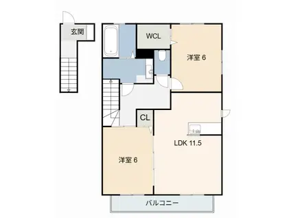 グランディールA(2LDK/2階)の間取り写真