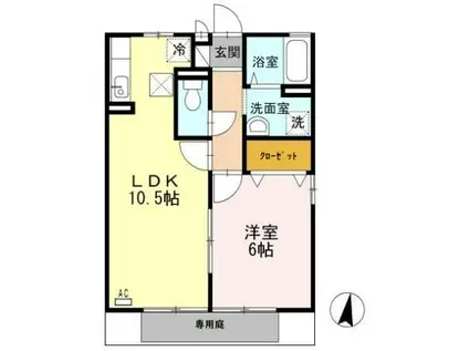 リベリュール富の原III(1LDK/1階)の間取り写真