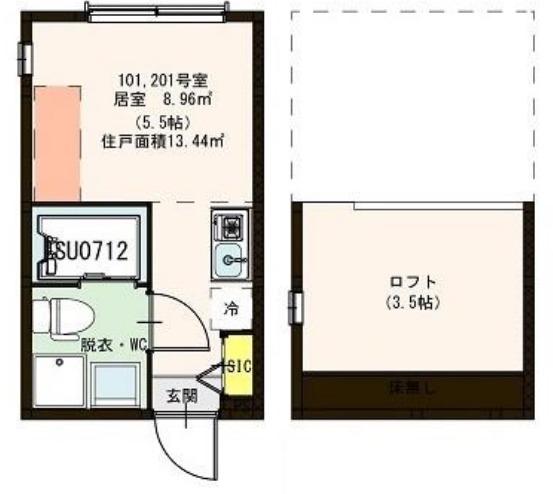 ハーモニーテラス東金町II(ワンルーム/2階)の間取り写真