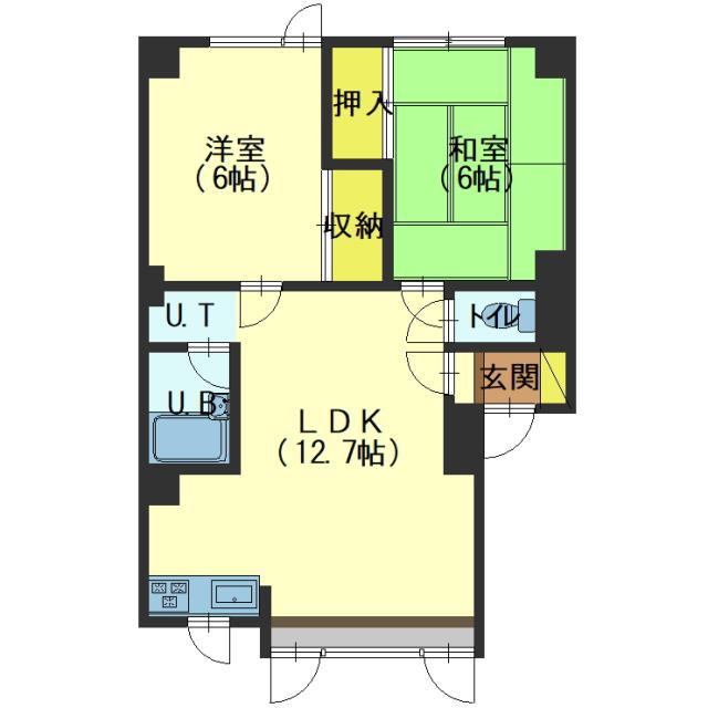 ハイツチャフル(2LDK/2階)の間取り写真
