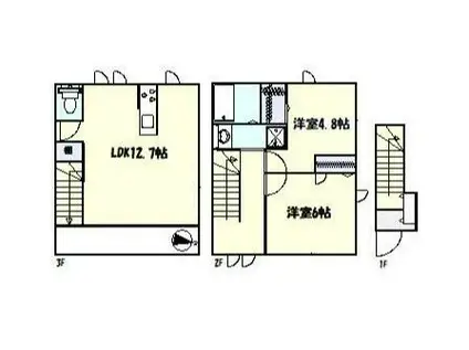 ヴィラ・シンビオーズ三軒茶屋(2LDK/1階)の間取り写真