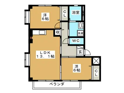 アビタシオン中野(2LDK/1階)の間取り写真