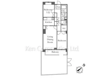 サヴァリン市ヶ谷(2LDK/1階)の間取り写真