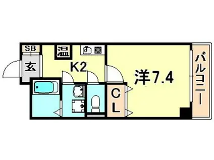 神戸アスタカレッジハイツ(1K/8階)の間取り写真