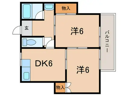メゾン西伊丹(2DK/3階)の間取り写真