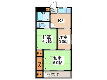 松銀マンション(3K/2階)の間取り写真