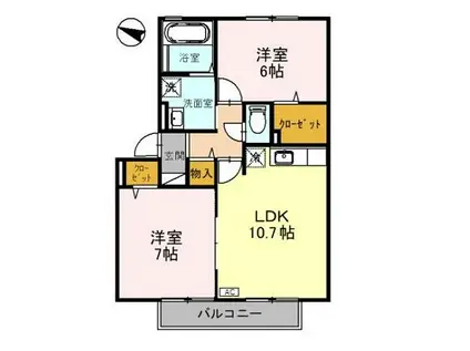 ルピナス・田上 A(2LDK/2階)の間取り写真
