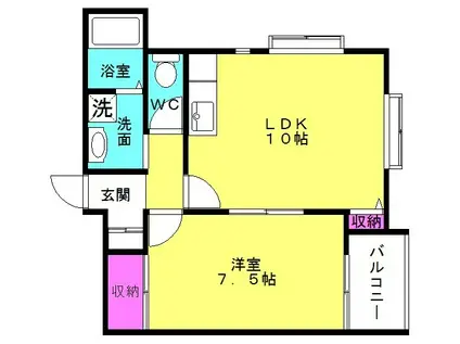 センチュリー大中(1LDK/2階)の間取り写真