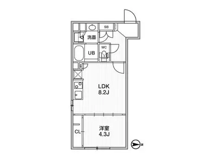 ルネサンスコート高田馬場PATRIA(1LDK/4階)の間取り写真