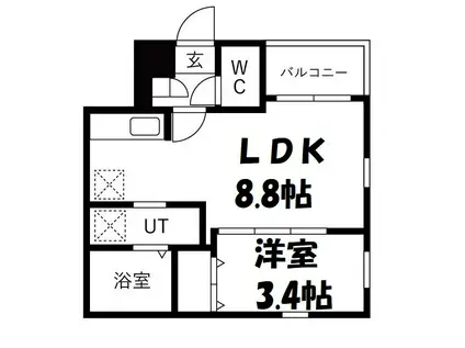 CHERIM中村公園ONYX(1LDK/1階)の間取り写真