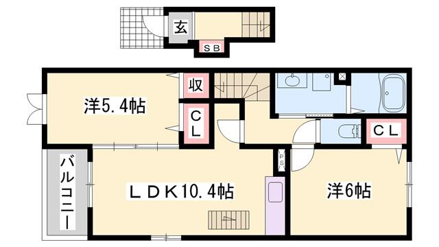 ドルチェII(2LDK/2階)の間取り写真