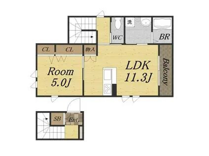 HEBEL MAISON鴻池(1LDK/2階)の間取り写真
