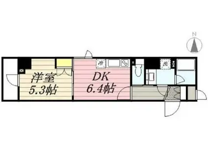 PASEO本所吾妻橋(1DK/4階)の間取り写真