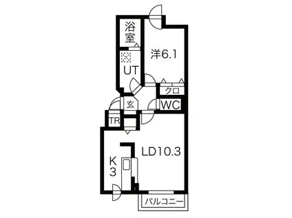 グレースコート(1LDK/1階)の間取り写真
