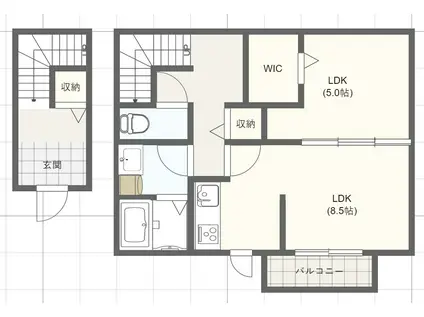 サンスーシ(1LDK/2階)の間取り写真