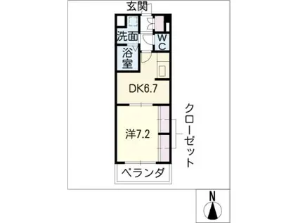 メルベーユ(1DK/4階)の間取り写真