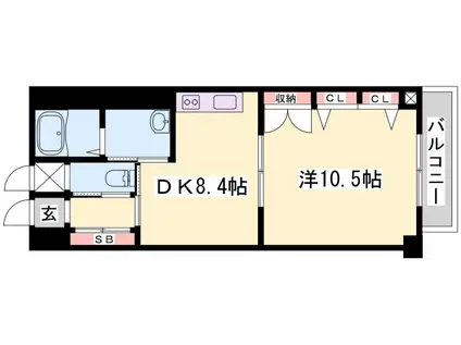 リッチ・キャッスルI(1DK/4階)の間取り写真