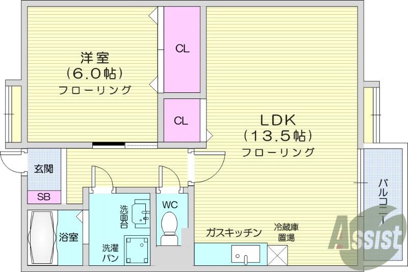コーポ早坂(1LDK/2階)の間取り写真