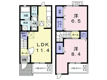 フラットエイトII(2LDK/1階)の間取り写真