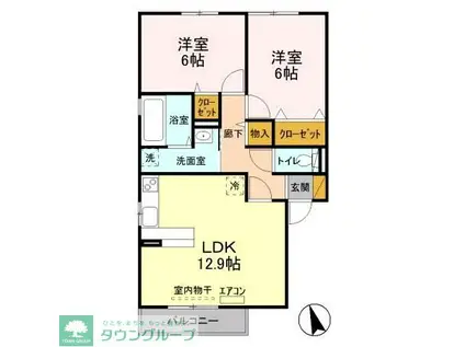 アネシスガーデンB(2LDK/2階)の間取り写真