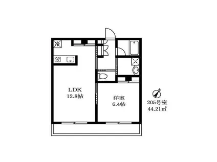チッタカーザビアンカⅢ(1LDK/2階)の間取り写真