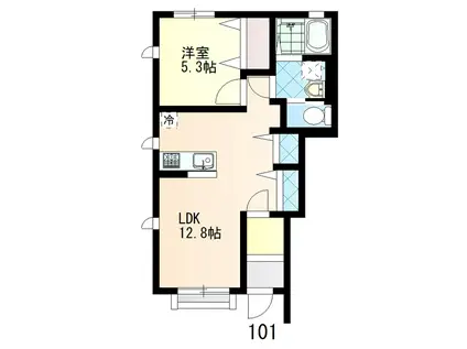 アゼリア松戸(1LDK/2階)の間取り写真