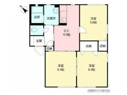 アメニティ 21A(3DK/1階)の間取り写真