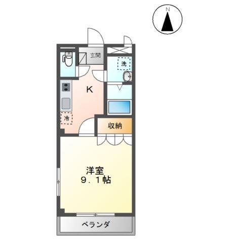 クレストビュー(1K/2階)の間取り写真