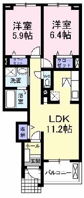 レジデンス 丸一(2LDK/1階)の間取り写真